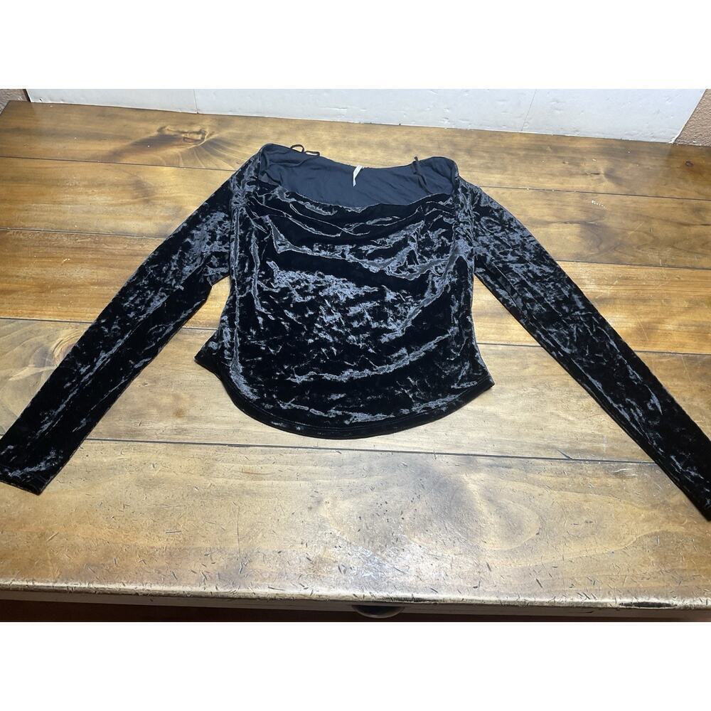 Free People Long Sleeve Velvet Square Neck Whimsigoth Blouse Women's Size S